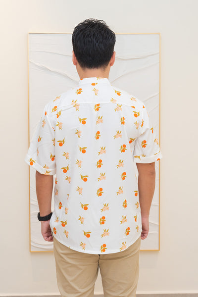 Auspicious Orange Mens Mandarin Collar Shirt